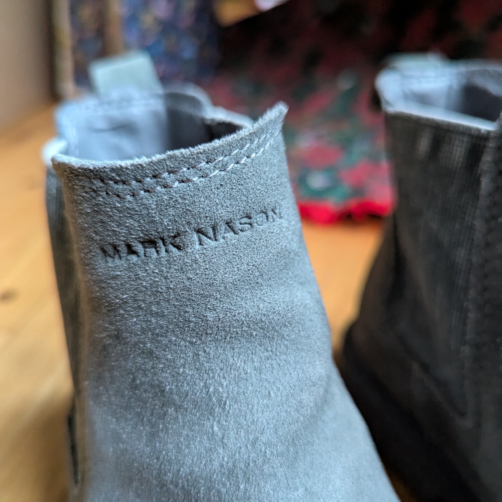 Men's Mark Nason Gray Suede Chelsea Boots - Picture 3 of 8